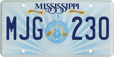MS license plate MJG230