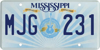 MS license plate MJG231