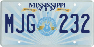 MS license plate MJG232