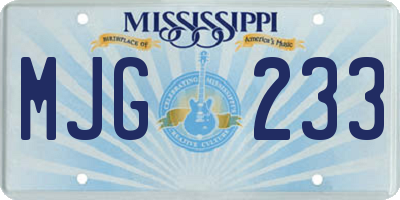 MS license plate MJG233