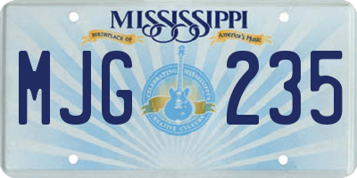 MS license plate MJG235