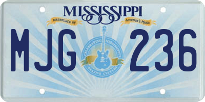 MS license plate MJG236