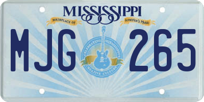 MS license plate MJG265