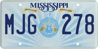 MS license plate MJG278