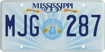 MS license plate MJG287