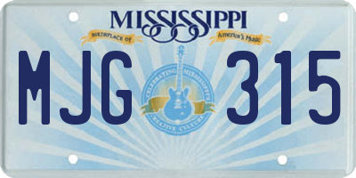 MS license plate MJG315