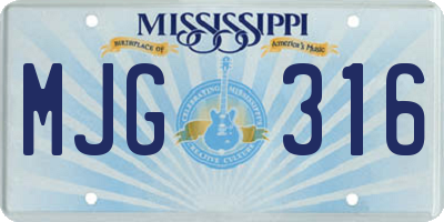 MS license plate MJG316