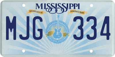 MS license plate MJG334
