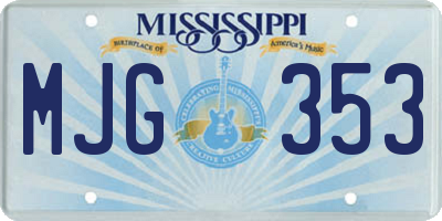 MS license plate MJG353