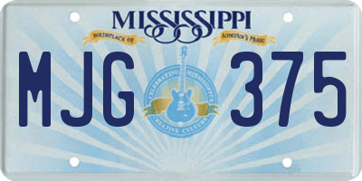 MS license plate MJG375