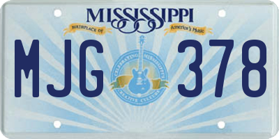 MS license plate MJG378