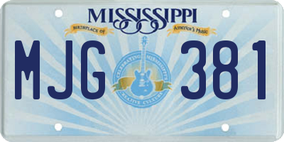 MS license plate MJG381