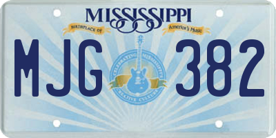 MS license plate MJG382