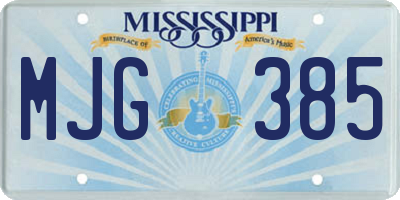 MS license plate MJG385