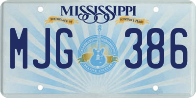 MS license plate MJG386