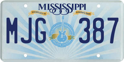 MS license plate MJG387