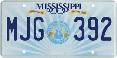 MS license plate MJG392