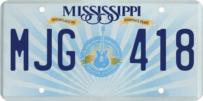 MS license plate MJG418