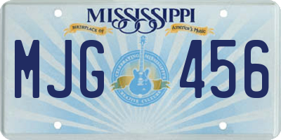 MS license plate MJG456