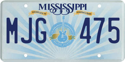 MS license plate MJG475
