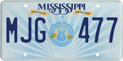 MS license plate MJG477