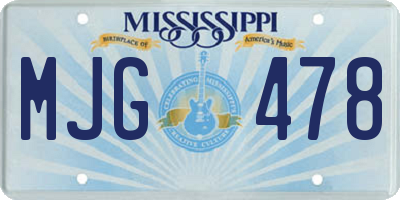 MS license plate MJG478