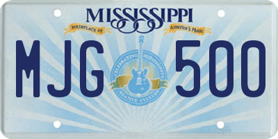 MS license plate MJG500