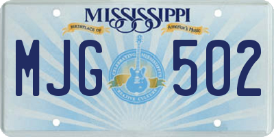 MS license plate MJG502