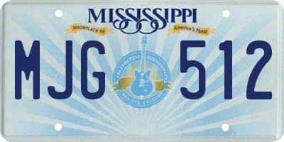 MS license plate MJG512
