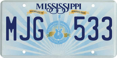 MS license plate MJG533