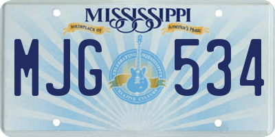 MS license plate MJG534