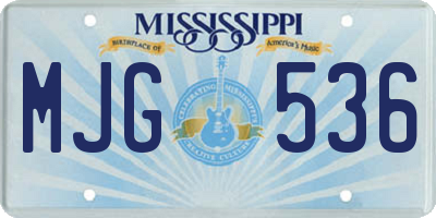 MS license plate MJG536