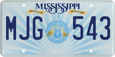 MS license plate MJG543