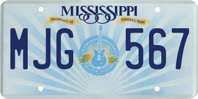MS license plate MJG567