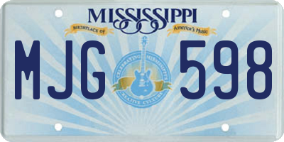 MS license plate MJG598