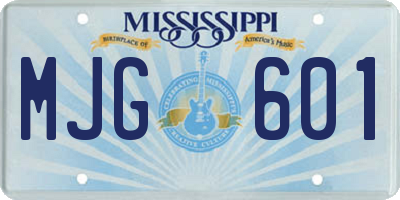 MS license plate MJG601