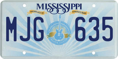 MS license plate MJG635