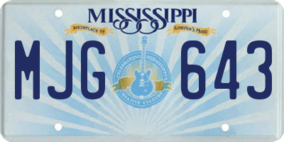 MS license plate MJG643