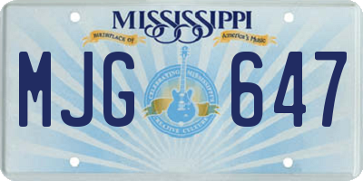 MS license plate MJG647