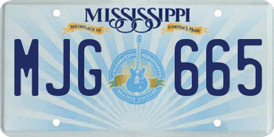 MS license plate MJG665