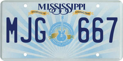 MS license plate MJG667