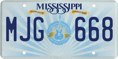 MS license plate MJG668