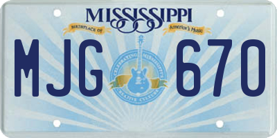 MS license plate MJG670