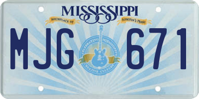 MS license plate MJG671