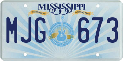 MS license plate MJG673
