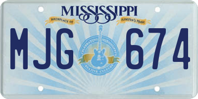MS license plate MJG674