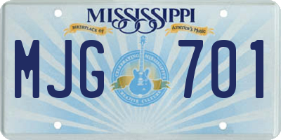 MS license plate MJG701