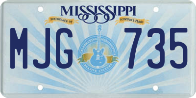 MS license plate MJG735