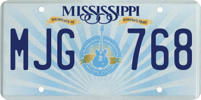 MS license plate MJG768