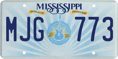 MS license plate MJG773